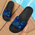 Guam Slide Sandals - Turtle Hibiscus Pattern Blue Black - Polynesian Pride