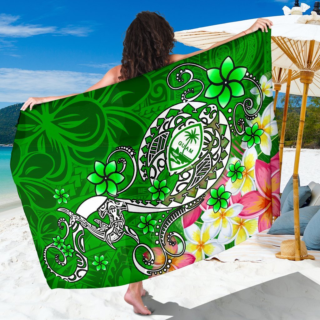 Guam Sarong - Turtle Plumeria (Green) One Style One Size Green - Polynesian Pride