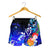 Guam Custom Personalised Women's Shorts - Humpback Whale with Tropical Flowers (Blue) - Polynesian Pride