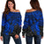 Cook Islands Polynesian Off Shoulder Sweater (Women) - Blue Turtle - Polynesian Pride