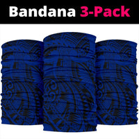 Polynesian Curly Tatau Blue Unisex Bandana One Size Blue - Polynesian Pride