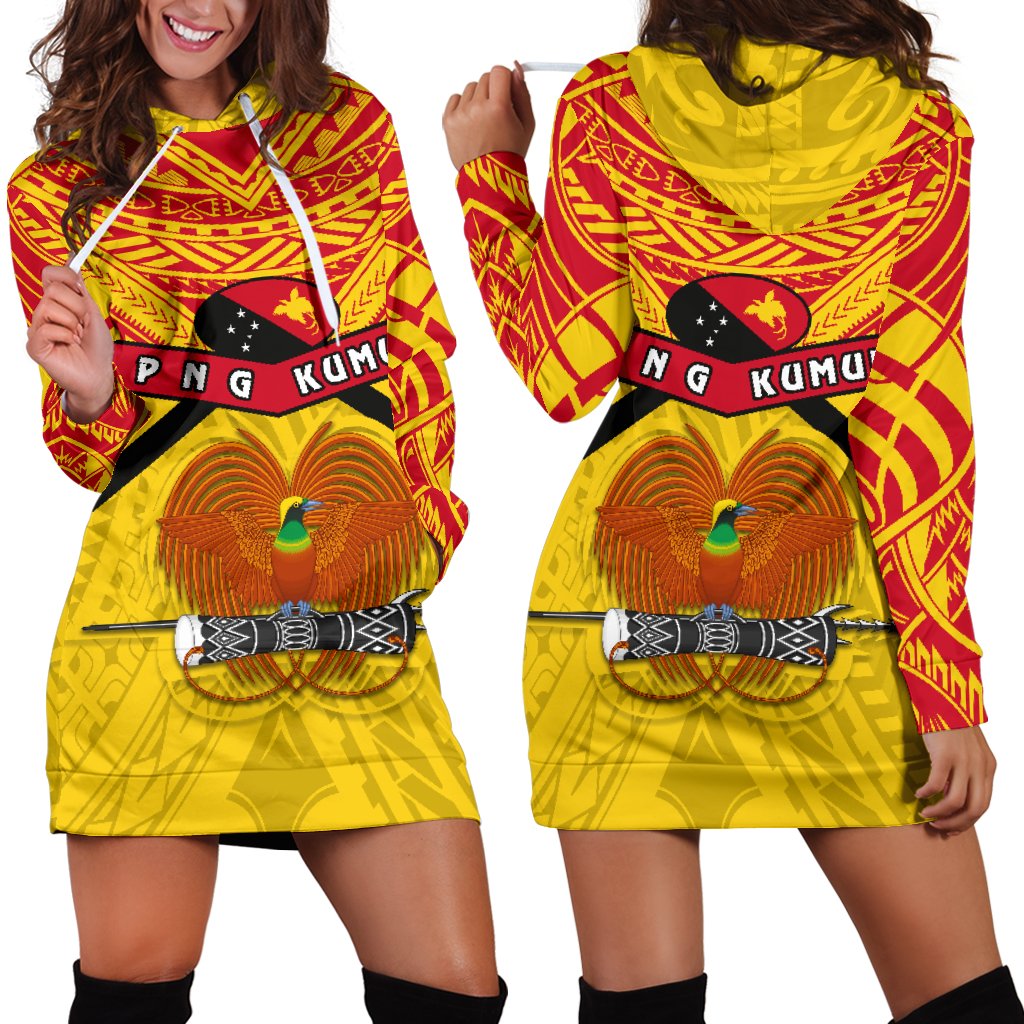 Papua New Guinea Rugby Women Hoodie Dress PNG - The Kumuls Yellow - Polynesian Pride