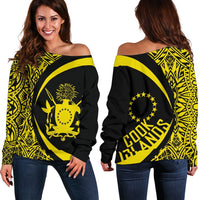 Cook Islands Women's Off Shoulder Sweater - Circle Style 03 Red - Polynesian Pride
