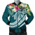 Fiji Polynesian Men's Bomber Jacket - Summer Plumeria (Turquoise) Turquoise - Polynesian Pride