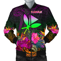 Polynesian Hawaii Kanaka Maoli Men's Bomber Jacket - Summer Hibiscus Reggae - Polynesian Pride