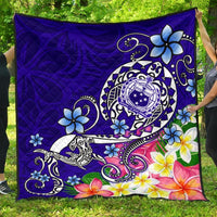 Samoa Premium Quilt - Turtle Plumeria (Blue) Blue - Polynesian Pride