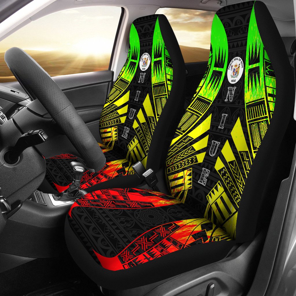 Niue Car Seat Covers - Niue Seal Polynesian Tattoo Reggae Universal Fit Reggae - Polynesian Pride