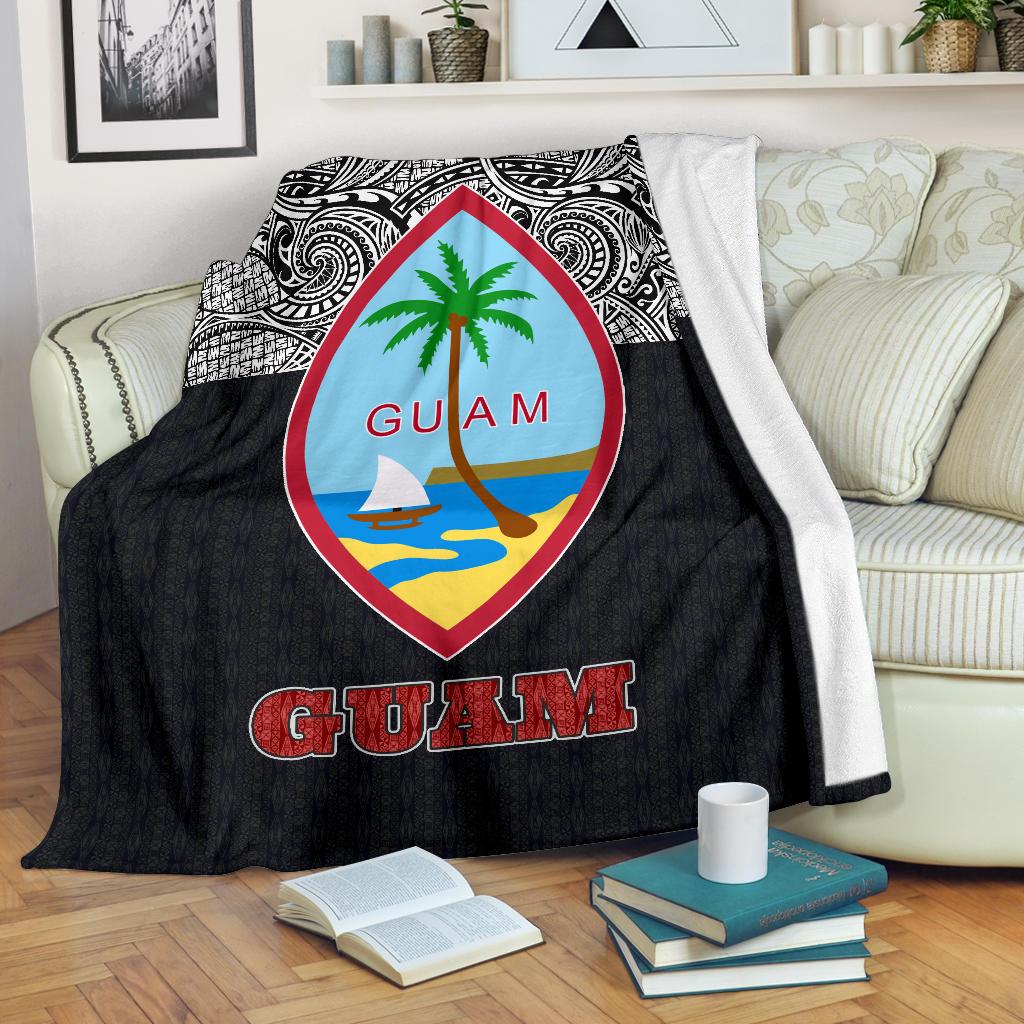 Guam Premium Blanket - Black Style White - Polynesian Pride