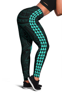 Hawaii Turtle Shark Polynesian Leggings - Turquoise Turquoise - Polynesian Pride
