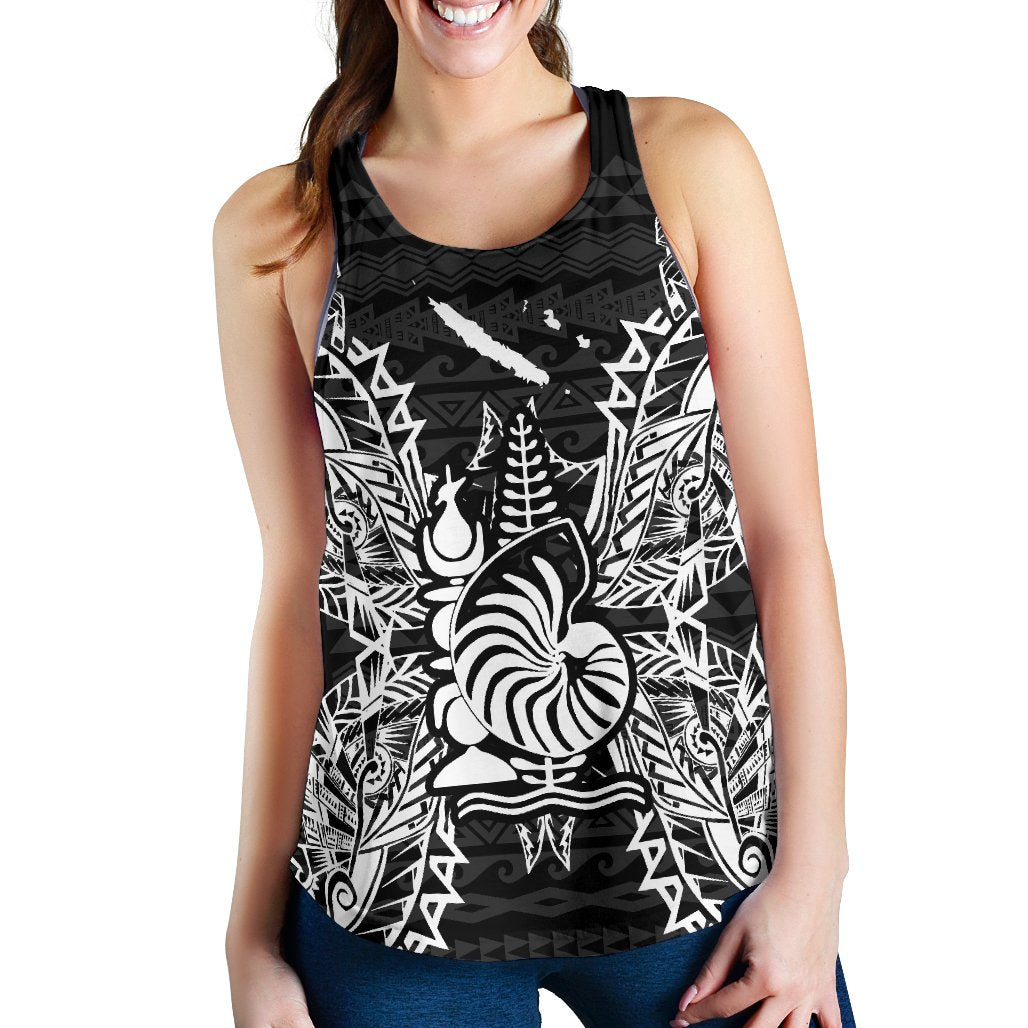 New Caledonia Polynesian Women Tank Top Map Black - Polynesian Pride