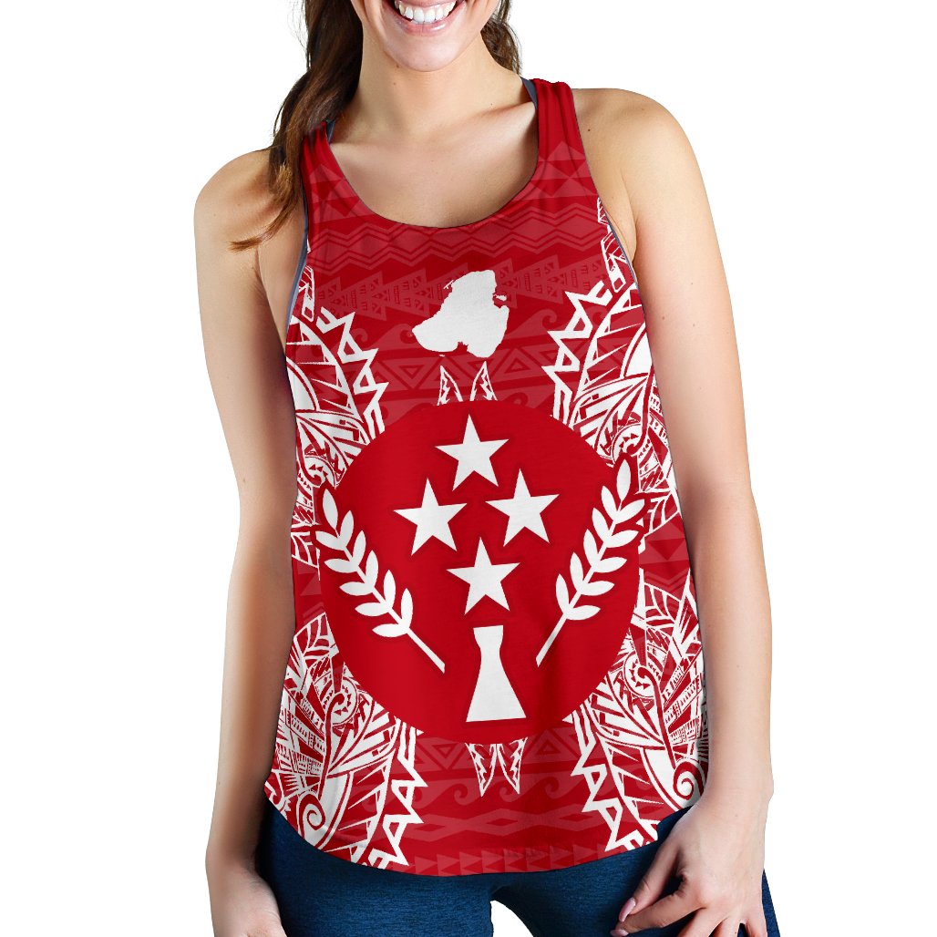 Kosrae Polynesian Women Tank Top Map Red White Red - Polynesian Pride