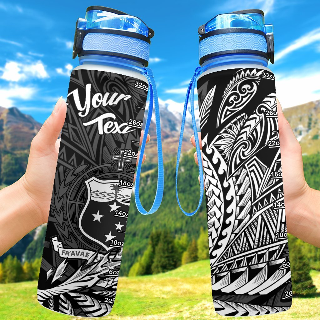 Samoa Custom Personalised Hydro Tracking Bottle - Wings Style Hydro Tracking Bottle - Samoa 32oz Large Black - Polynesian Pride