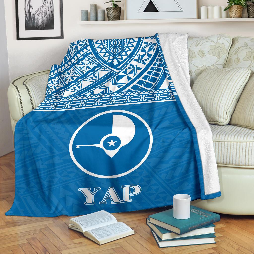 Yap Premium Blanket - Micronesian Blue Color Version White - Polynesian Pride