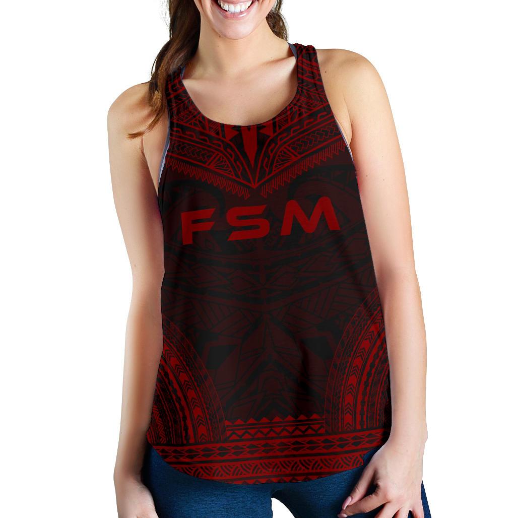 Federated States Of Micronesia Women's Racerback Tank - Polynesian Chief Red Version Red - Polynesian Pride