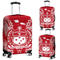 Samoa Polynesian Luggage Covers Map Red White Red - Polynesian Pride