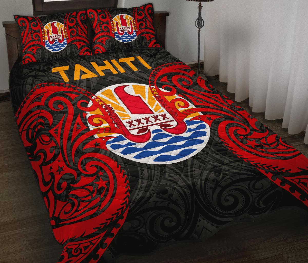 Tahiti Polynesian Quilt Bed Set - Tahitians Spirit Red - Polynesian Pride