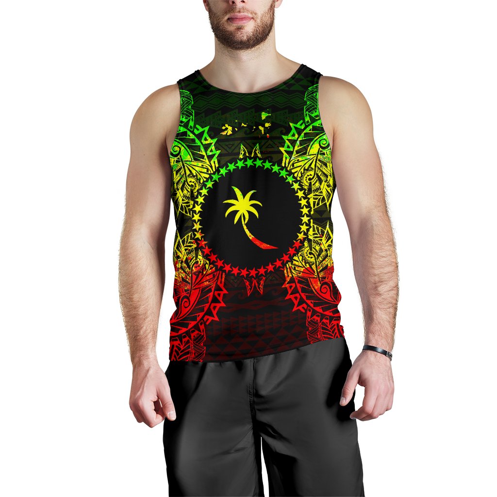 Chuuk Polynesian Men Tank Top Map Reggae Reggae - Polynesian Pride