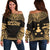 Austral Islands Polynesian Chief Women's Off Shoulder Sweater - Gold Version Gold - Polynesian Pride