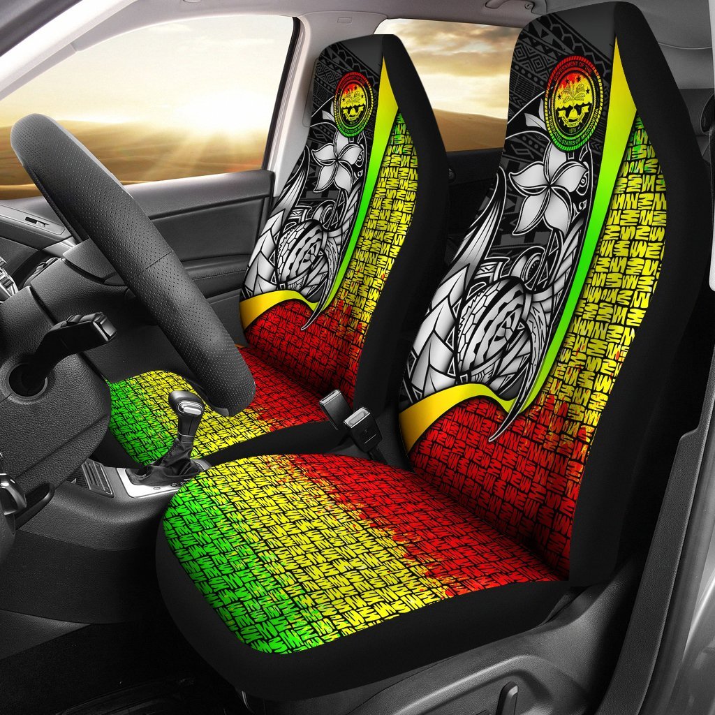 Federated States of Micronesia Car Seat Covers Reggae - Turtle With Hook Universal Fit Reggae - Polynesian Pride