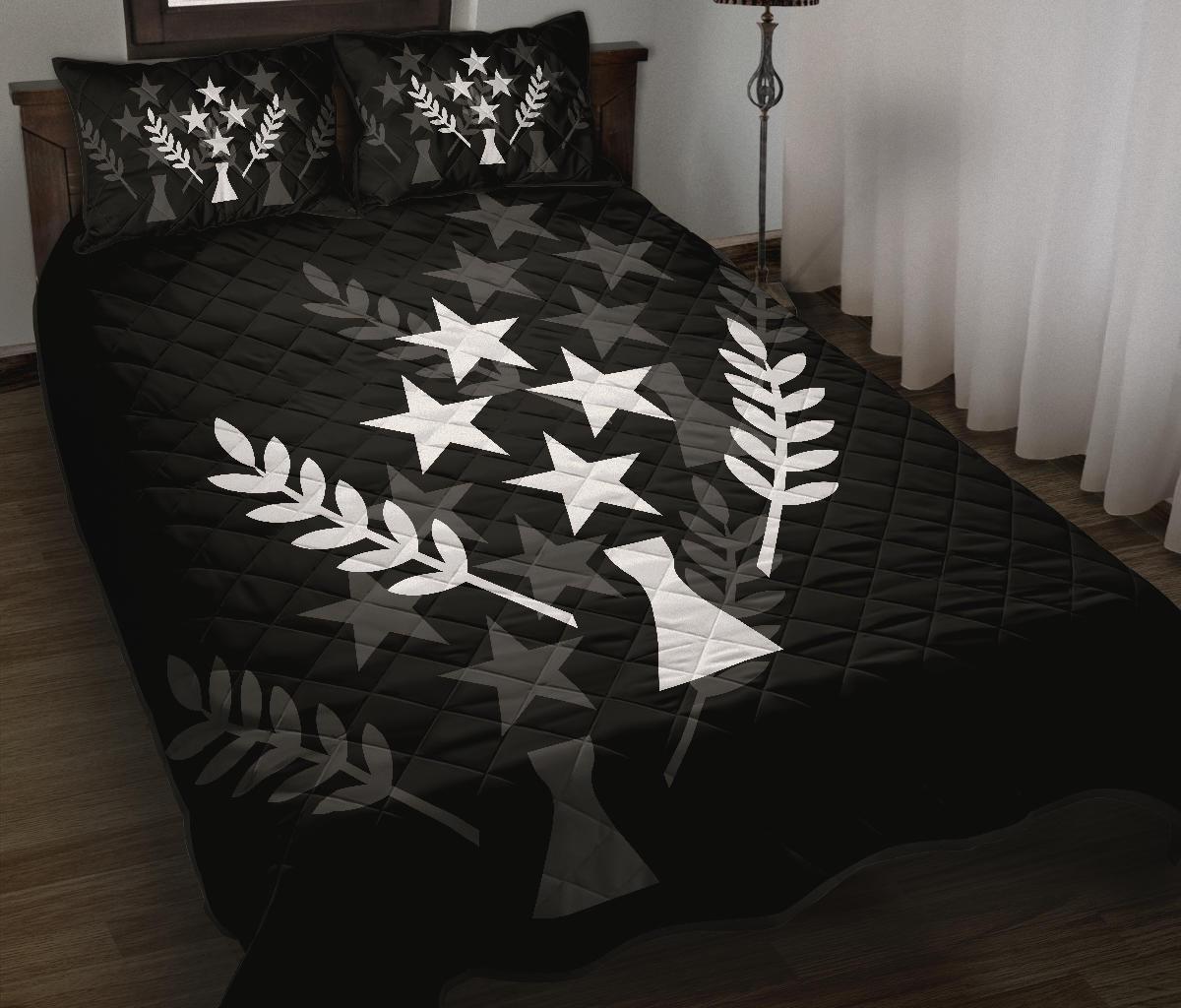 Kosrae Polynesian Quilt Bed Set Black - Polynesian Pride