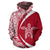Hawaii Turtle Polynesian Zip up Hoodie White and Red Circle Style - Polynesian Pride