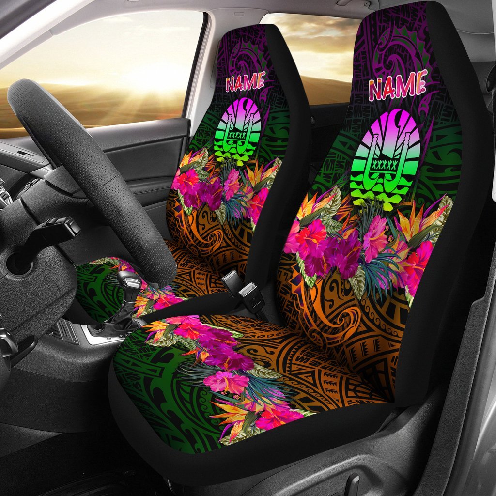 Tahiti Personalised Car Seat Covers - Summer Hibiscus Universal Fit Reggae - Polynesian Pride