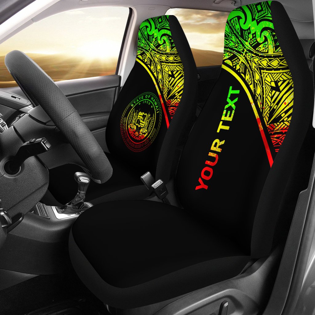 Hawaii Custom Personalised Car Seat Covers - Hawaii Seal Polynesian Reggae Curve Universal Fit Reggae - Polynesian Pride