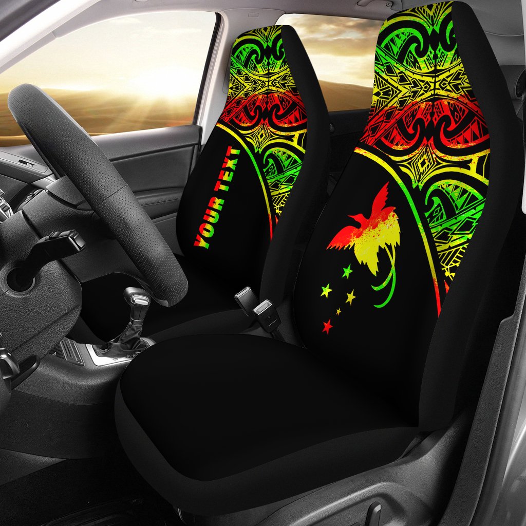 Papua New Guinea Custom Personalised Car Seat Covers - Papua New Guinea FLag Polynesian Reggae Curve Universal Fit Reggae - Polynesian Pride