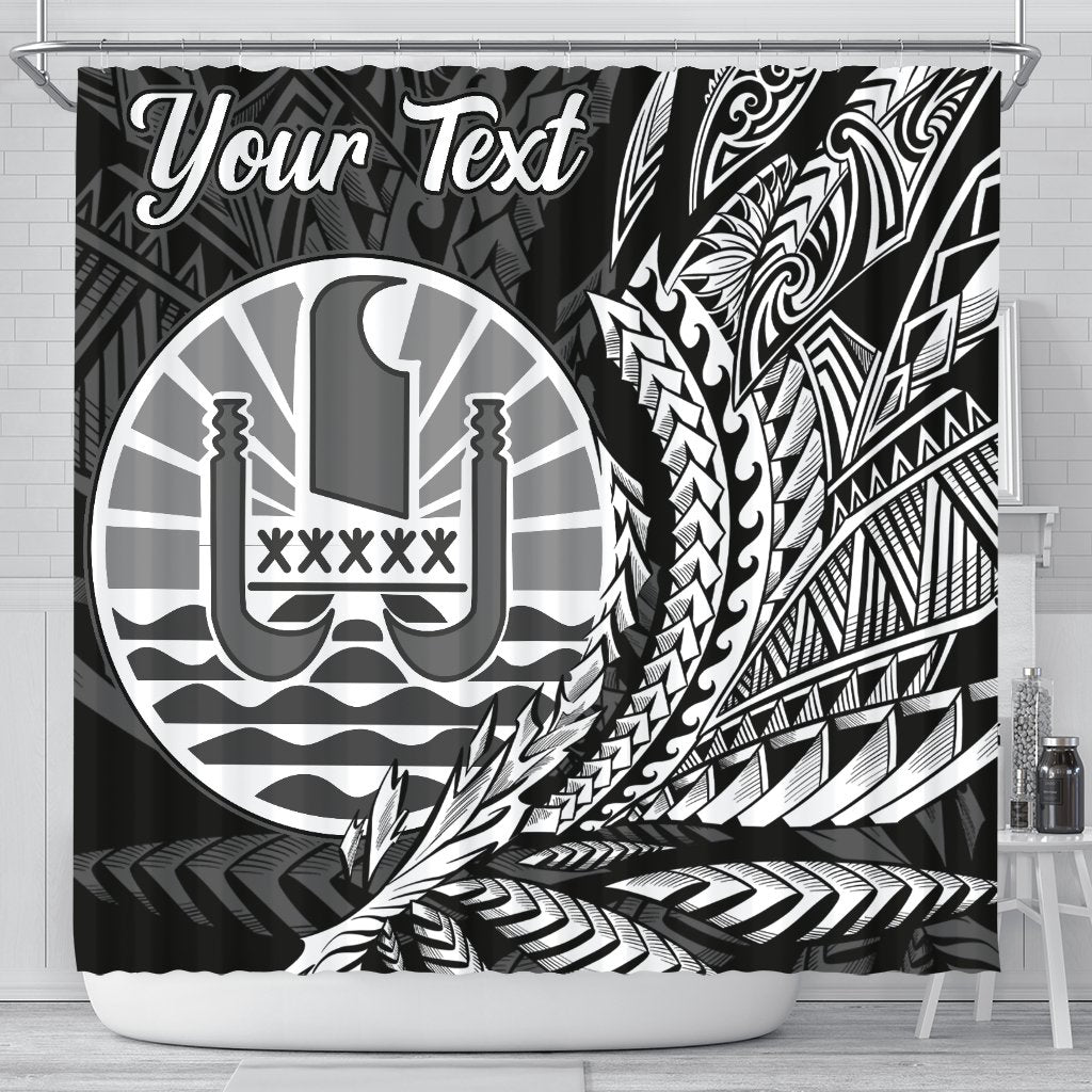 Tahiti Shower Curtains - Custom Personalised Wings Style 177 x 172 (cm) Black - Polynesian Pride