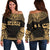 Society Islands Polynesian Chief Women's Off Shoulder Sweater - Gold Version Gold - Polynesian Pride