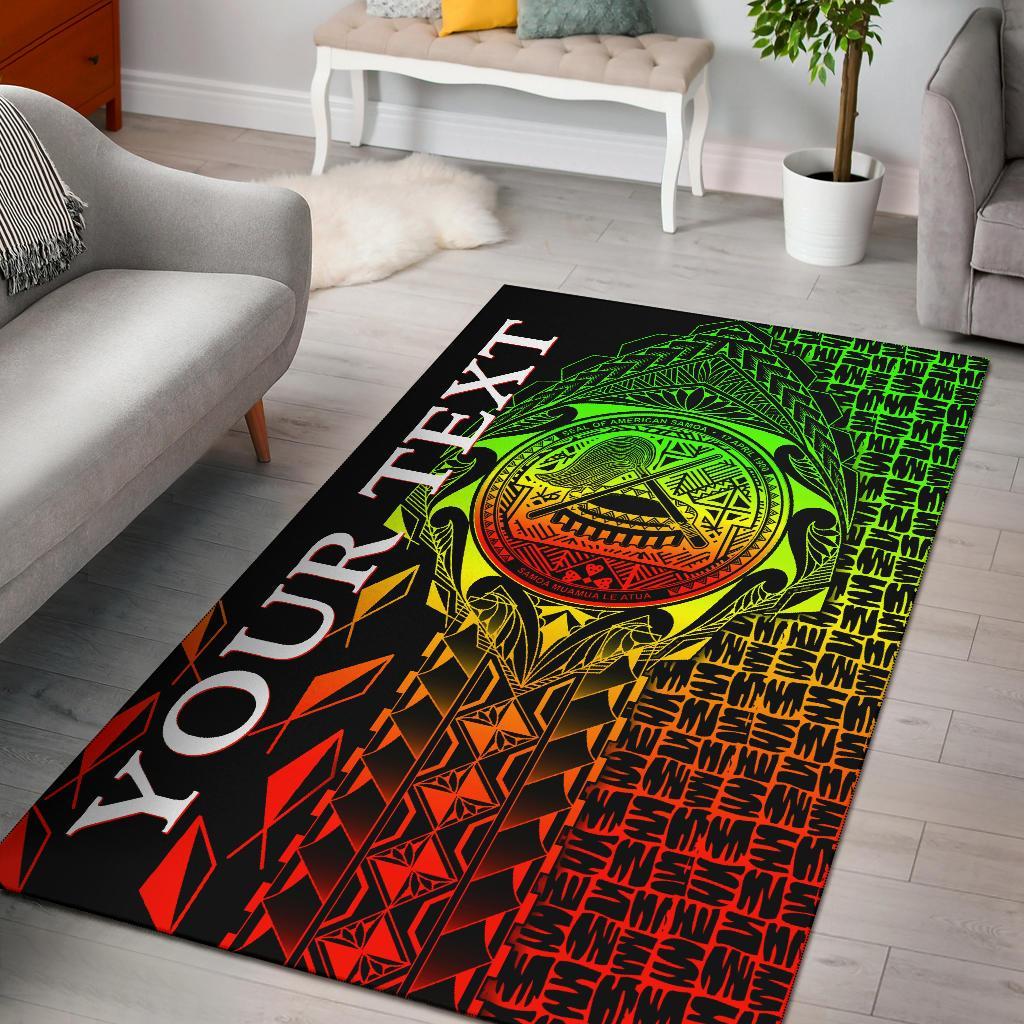 American Samoa Custom Personalised Area Rug - AS Seal Rocket Style (Reggae) Black - Polynesian Pride