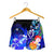 Tahiti Women's Shorts - Humpback Whale with Tropical Flowers (Blue) - Polynesian Pride