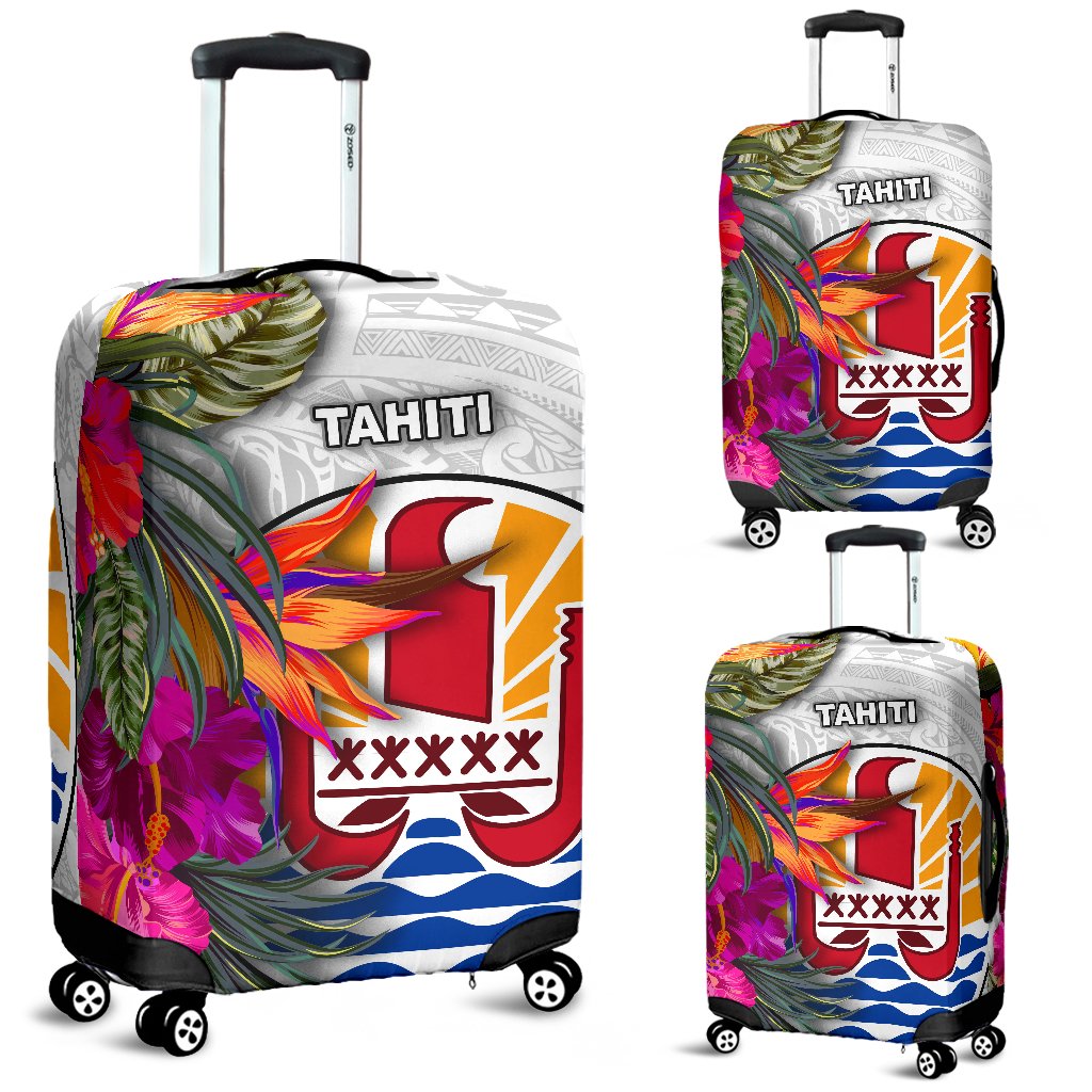 Tahiti Luggage Covers Polynesian Hibiscus White Pattern White - Polynesian Pride