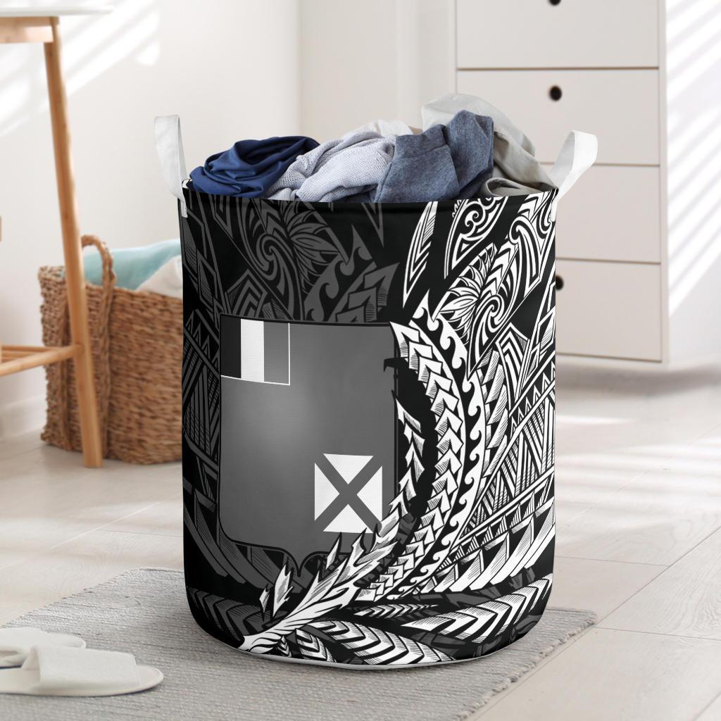 Wallis and Futuna Laundry Basket - Wings Style Laundry Basket - Wallis and Futuna One Size Black - Polynesian Pride