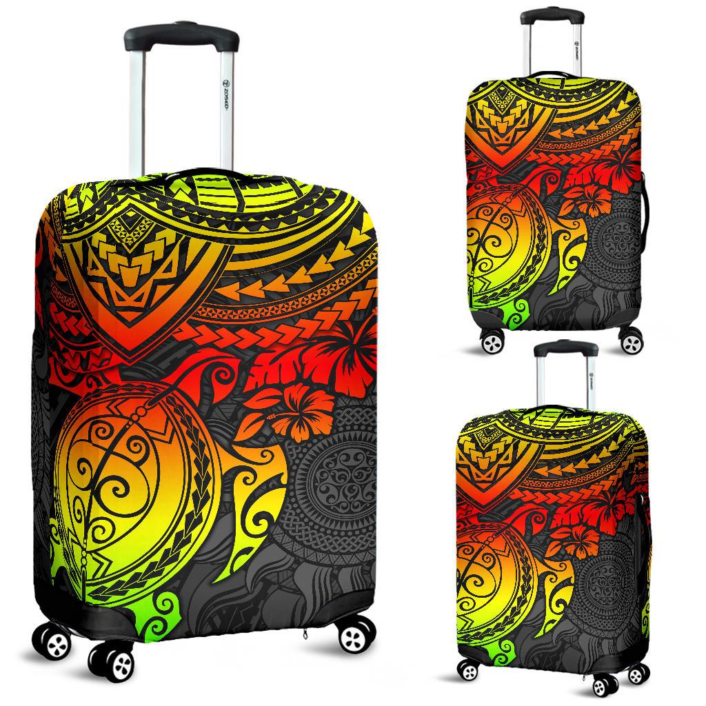 Polynesian Luggage Cover - Polynesian Reggae Turtle Reggae - Polynesian Pride