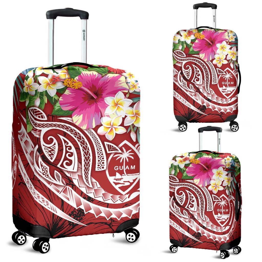 Guam Polynesian Luggage Covers - Summer Plumeria (Black) - Polynesian Pride