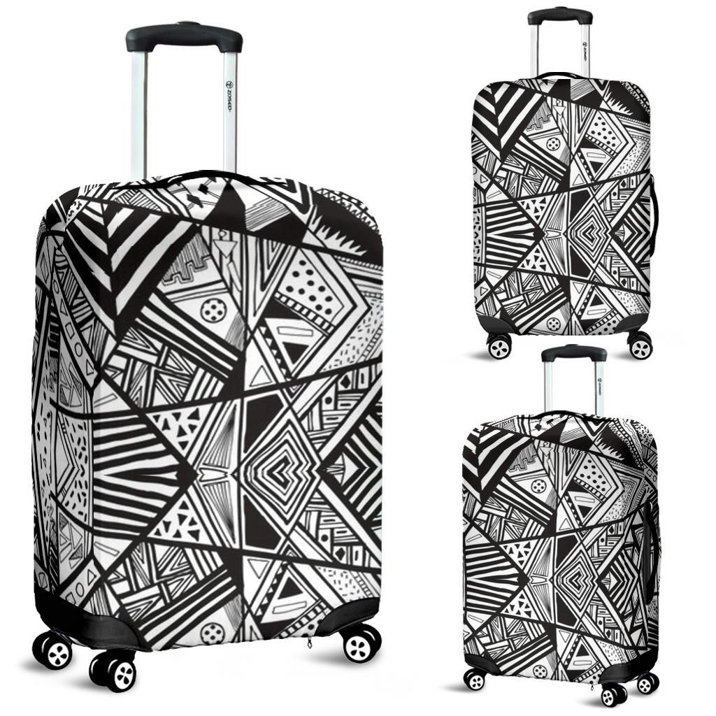 Polynesian Luggage Cover 43 Black-White - Polynesian Pride