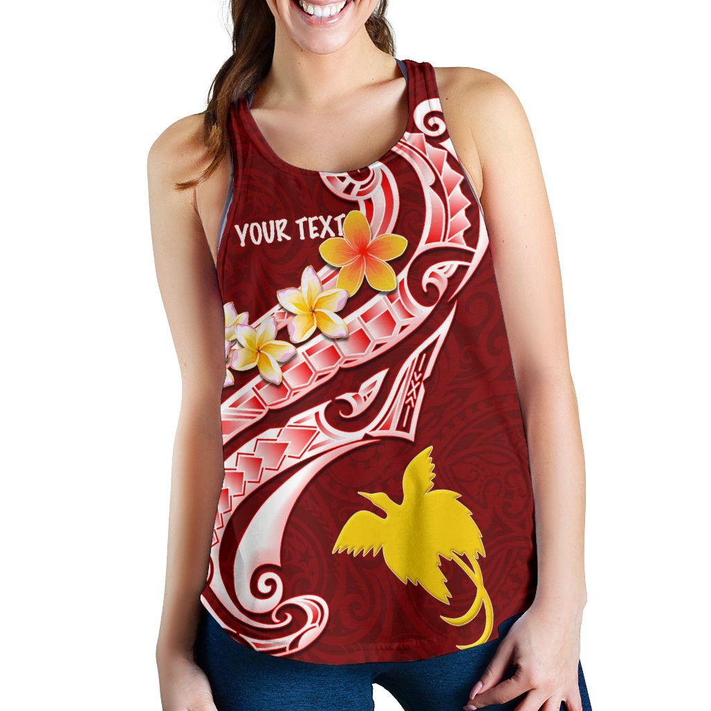 Papua New Guinea Custom Personalised Women's Racerback Tank - PNG Seal Polynesian Patterns Plumeria - Polynesian Pride