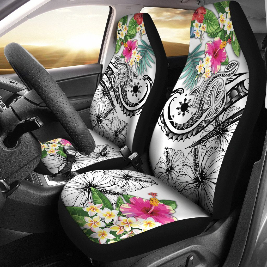 The Philippines Car Seat Covers - Summer Plumeria (White) Universal Fit White - Polynesian Pride