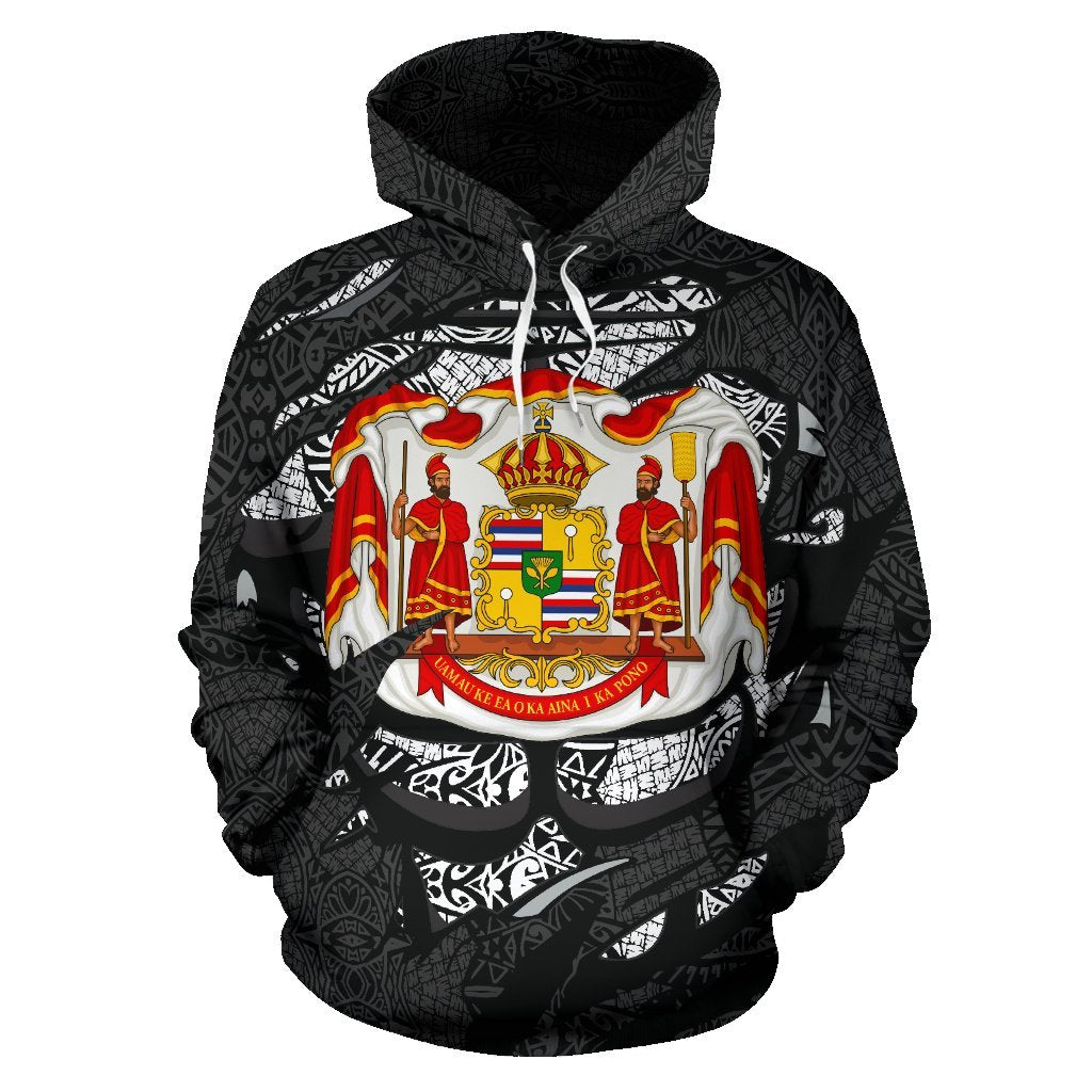 Polynesian Kanaka Maoli Royal Coat of Arms Hawaii Hoodie Gray - Polynesian Pride