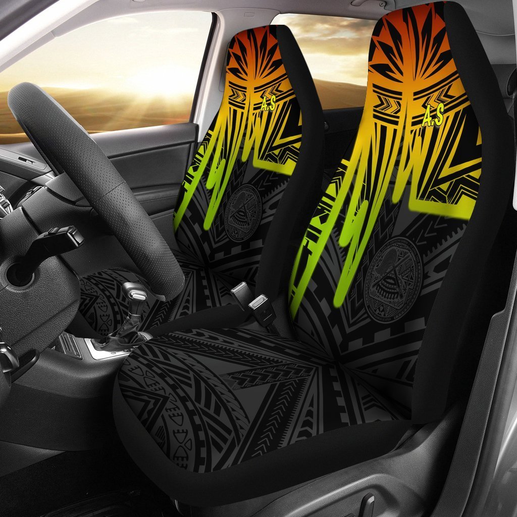 American Samoa Car Seat Covers - Seal With Polynesian Pattern Heartbeat Style (Reggae) Universal Fit Reggae - Polynesian Pride