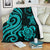 Yap Micronesian Premium Blanket - Turquoise Tentacle Turtle White - Polynesian Pride