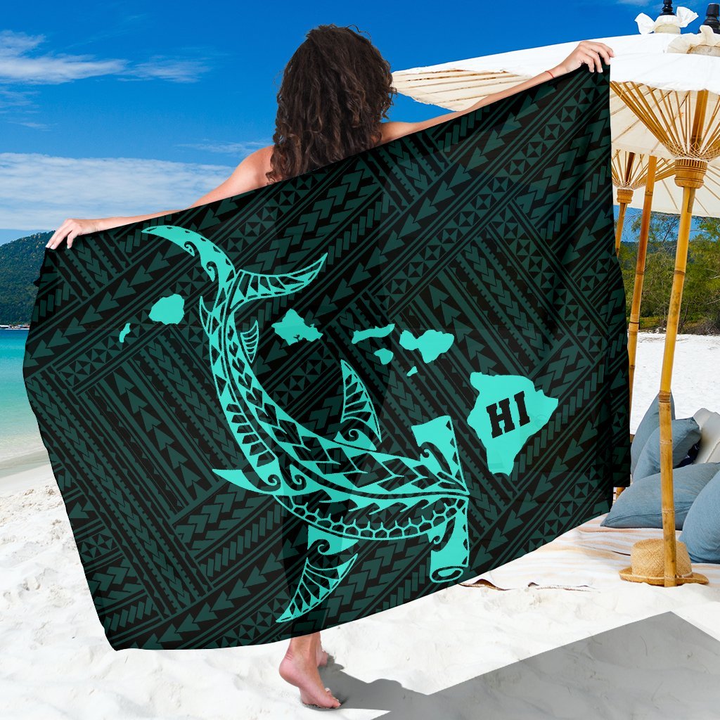 Hawaii Shark Turquoise Polynesian Sarong Sarong - 1 44*66 Inch Turquoise - Polynesian Pride