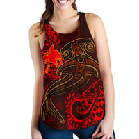 Papua New Guinea Women's Racerback Tank - Red Shark Polynesian Tattoo - Polynesian Pride
