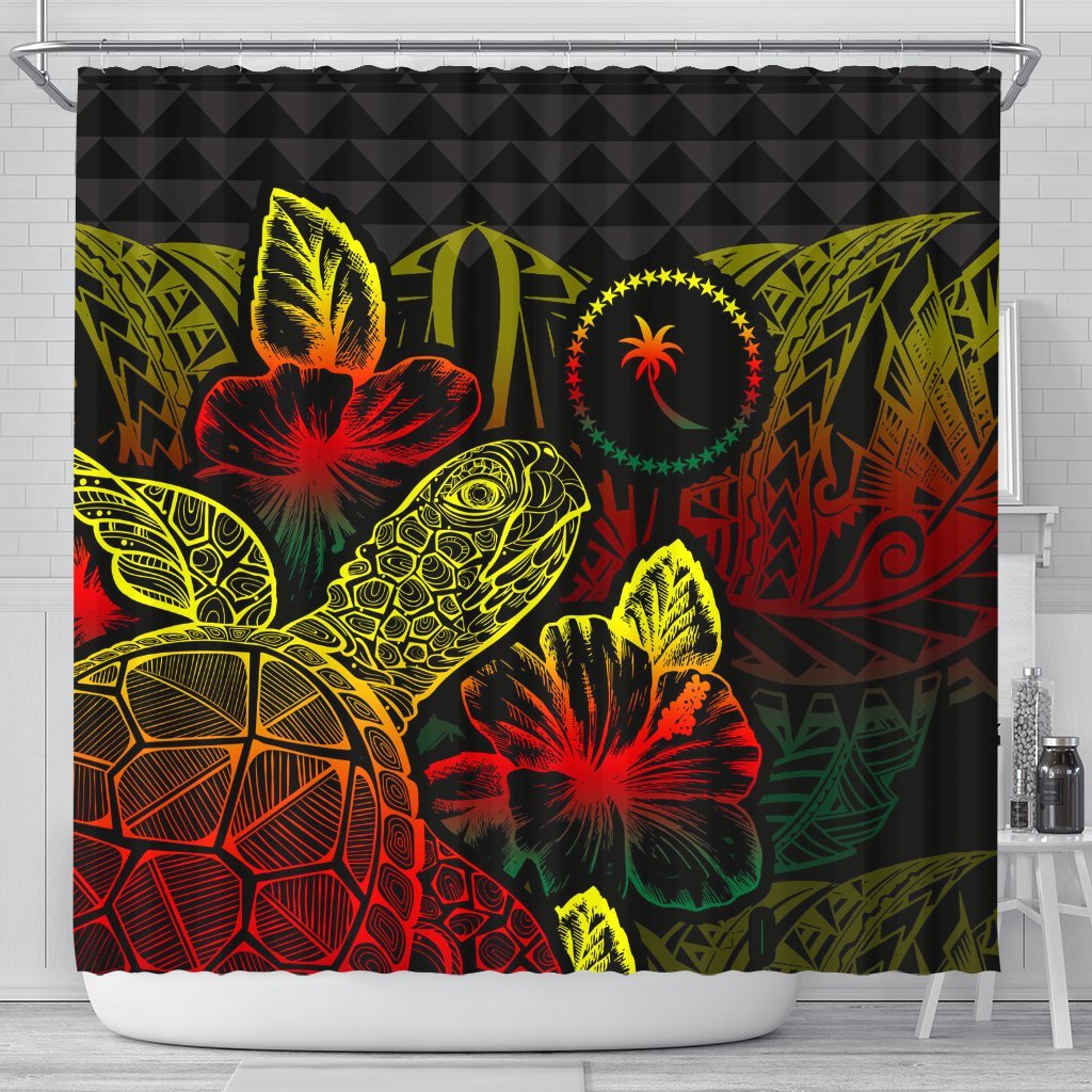 Chuuk Shower Curtain Turtle Hibiscus Reggae 177 x 172 (cm) Reggae - Polynesian Pride