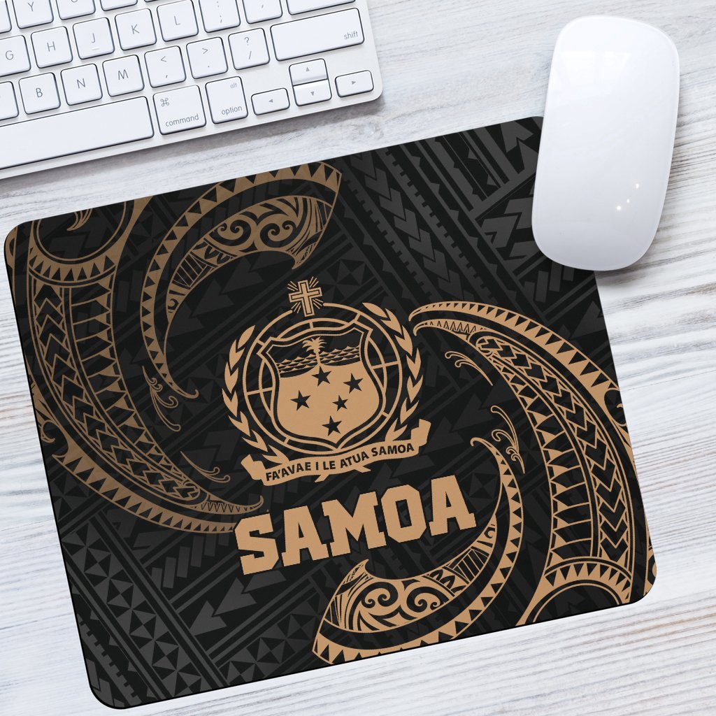 Samoa Polynesian Mouse Pad - Gold Tribal Wave One Style One Size Black - Polynesian Pride