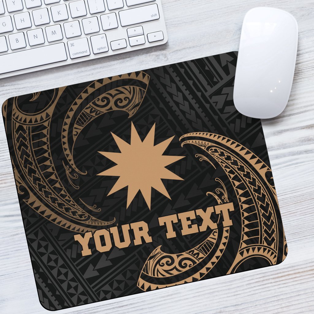 Nauru Polynesian Custom Personalised Mouse Pad - Gold Tribal Wave One Style One Size Black - Polynesian Pride