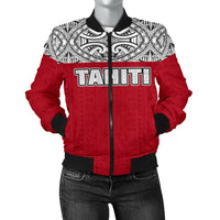 Tahiti Women's Bomber Jacket - Polynesian Design Black - Polynesian Pride
