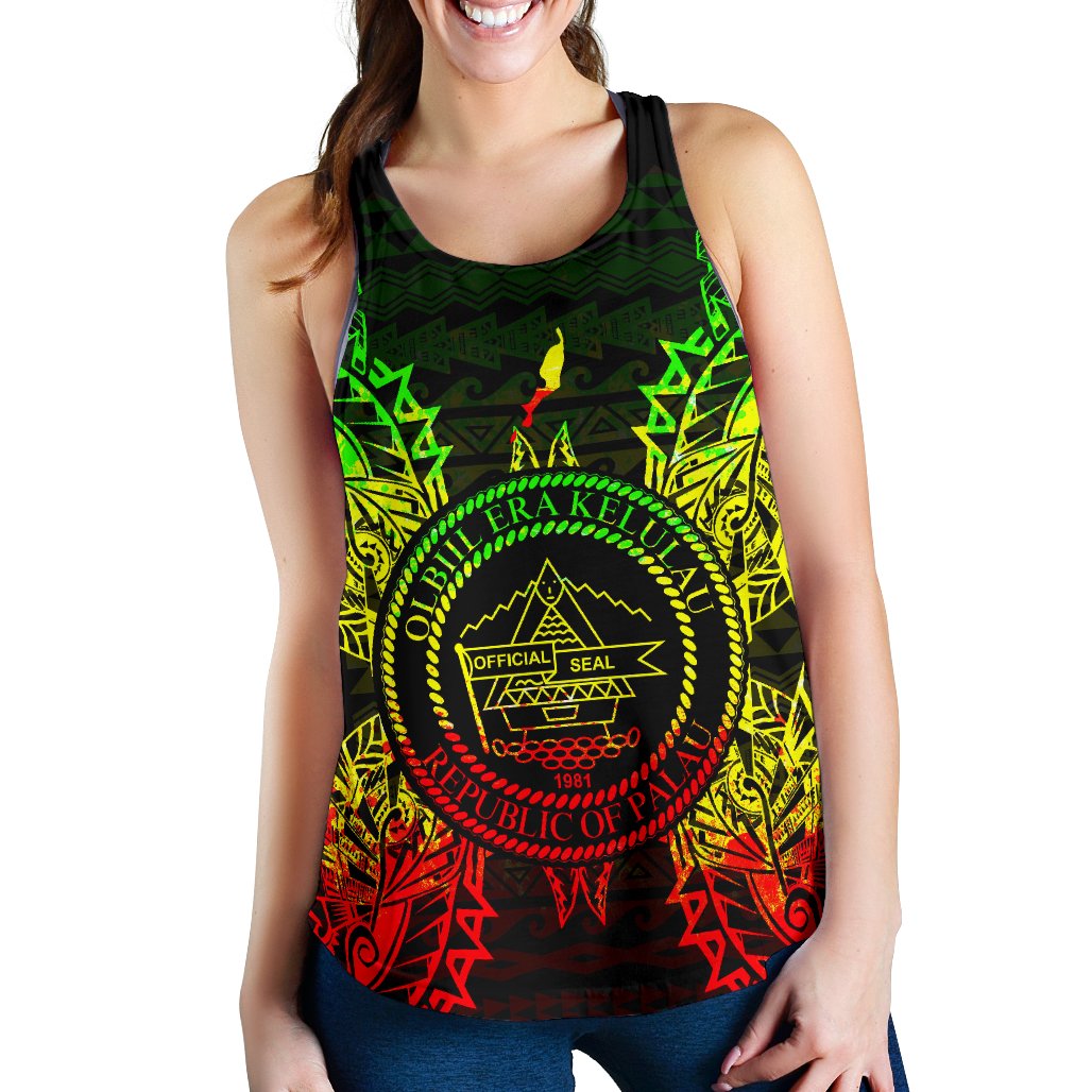 Palau Polynesian Women Tank Top Map Reggae Reggae - Polynesian Pride