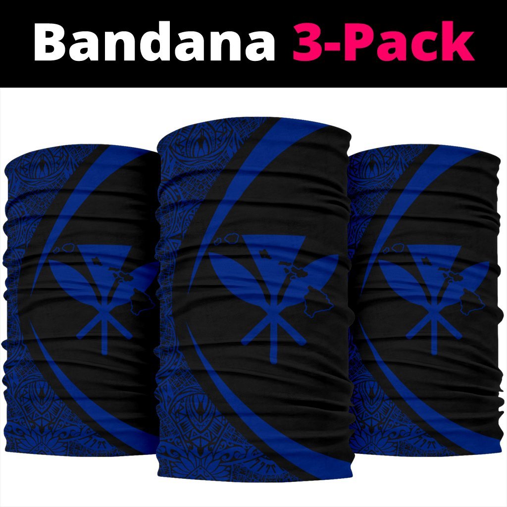 Hawaiian Bandana Kanaka Polynesian Bandana 3-Pack - Circle Style Blue - Polynesian Pride